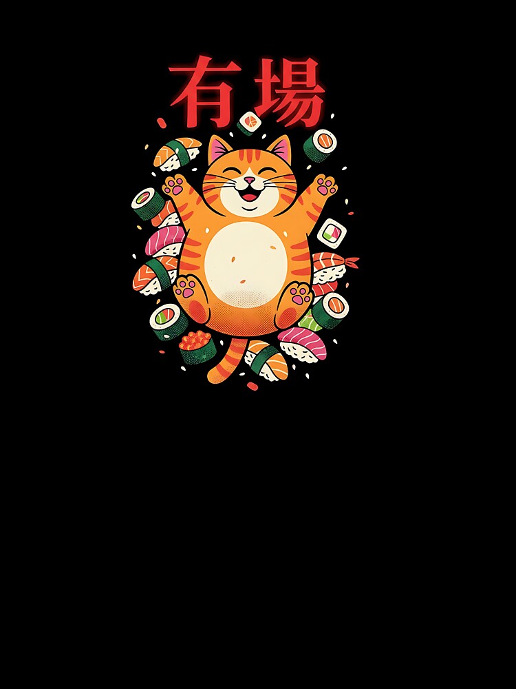 Cat Cafe Sushi Poster Harajuku Kawaii Japanese Cat Funny by cawtoon