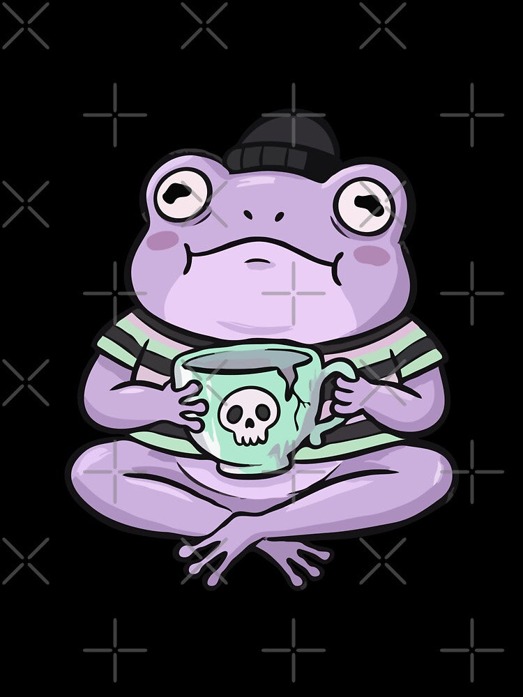 Moody Lavender Toad Tea Time by Emegan Print Art