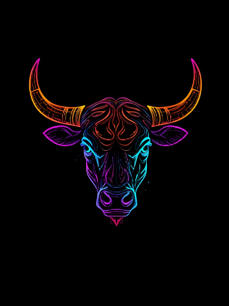 Power Bull Neon Marine Animal Mystical Art Collection by ART ATTACK ZONE