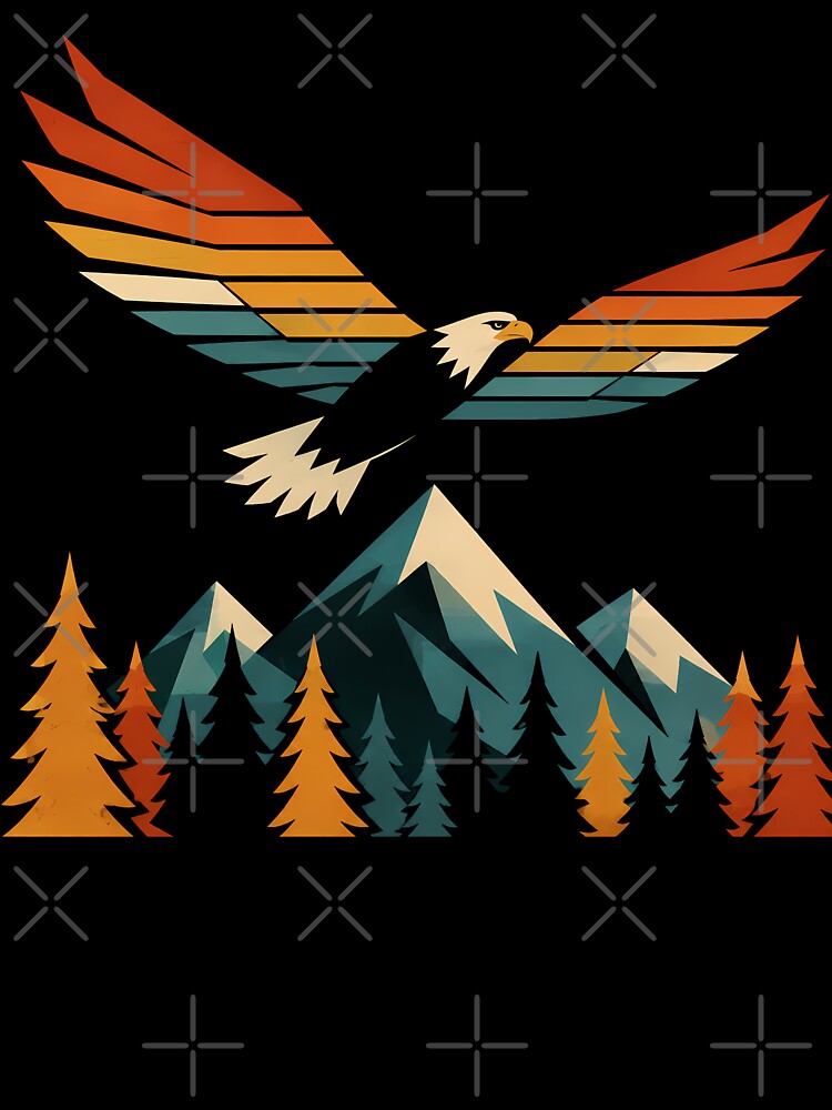 Retro Mountain Eagle Adventure Vintage Geometric Wilderness by chattsuede