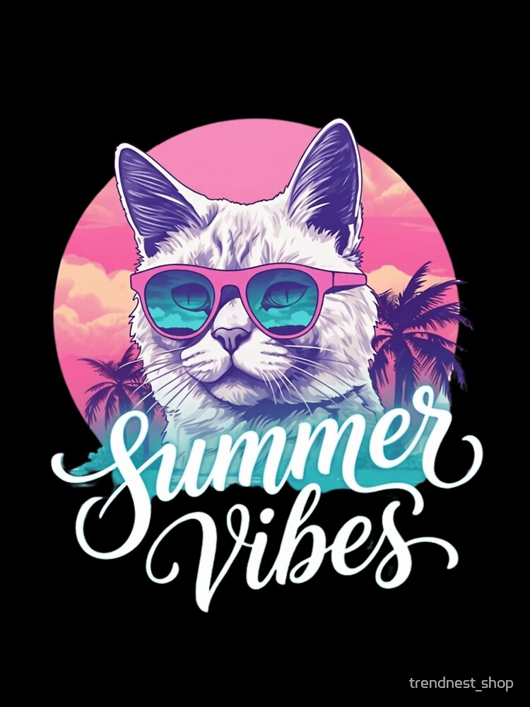 Cool Cat Summer Vibes Retro Sunset by trendnest_shop