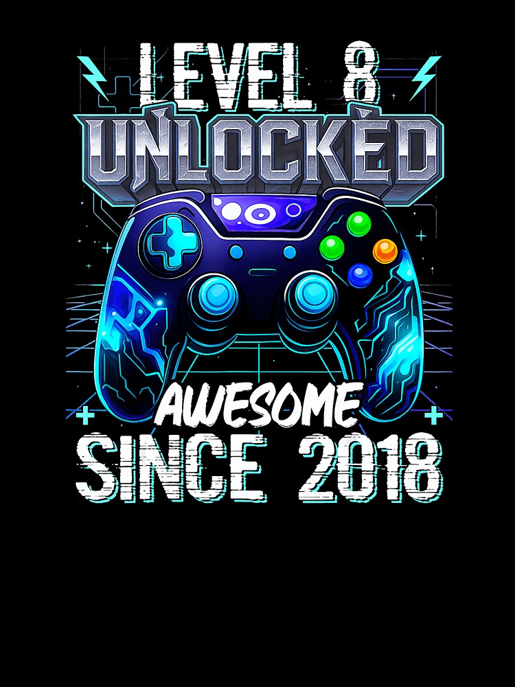 Level 8 Unlocked Gamer Milestone Neon Controller Graphic by FGTV2021