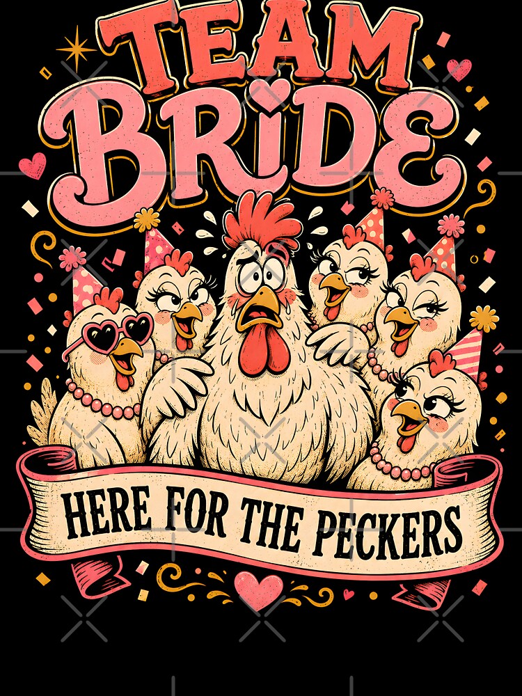 Team Bride Here for the Peckers Hen Party Humor by Victor Shadehorn