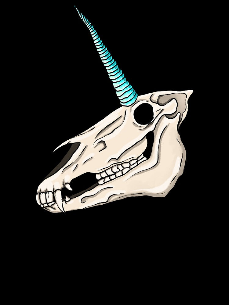 Creepy and Cute Unicorn Skull Pastel Goth Gothic Halloween by Maryna Denysenko