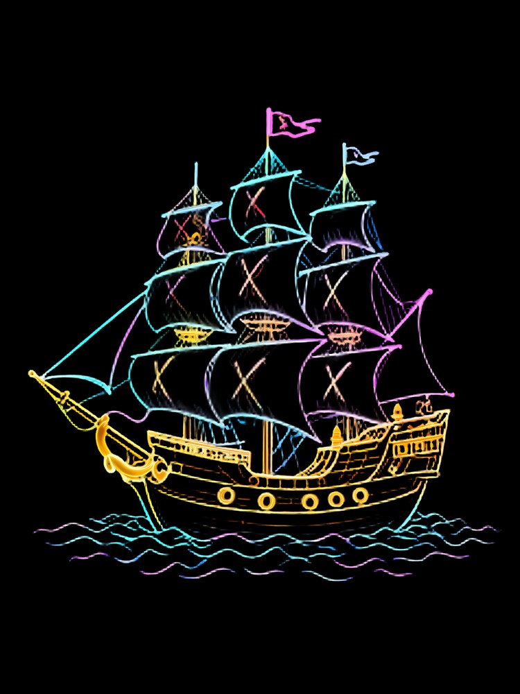 Pirate Ships Neon Marine Animal Mystical Art Collection by ART ATTACK ZONE