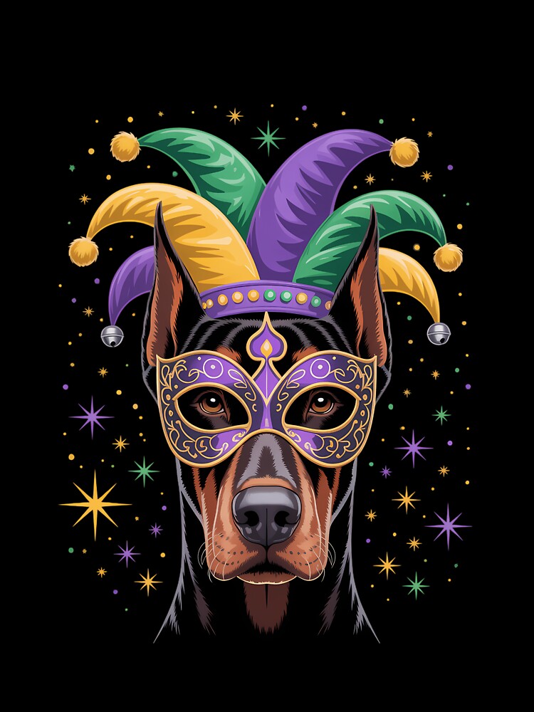 Funny Mardi Gras Doberman Dog Beads Mask Mardi Gras by AsteriskDatBArt