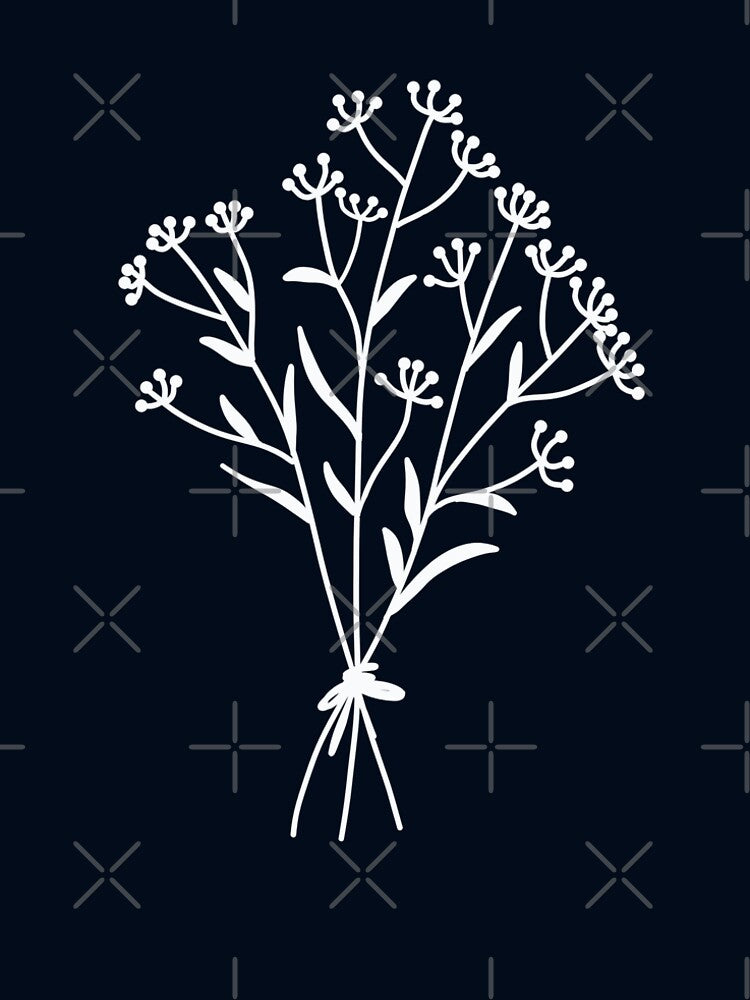 Wildflower Bouquet On Blue Gray One Line Art Flowers by ArunikaPrints