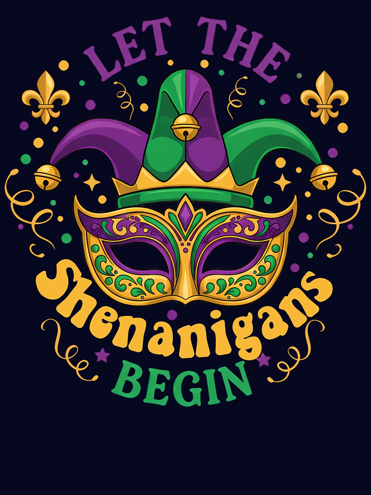 Shenanigans Begin Graphic Mardi Gras Mask & Jester Festival by BernoNickel