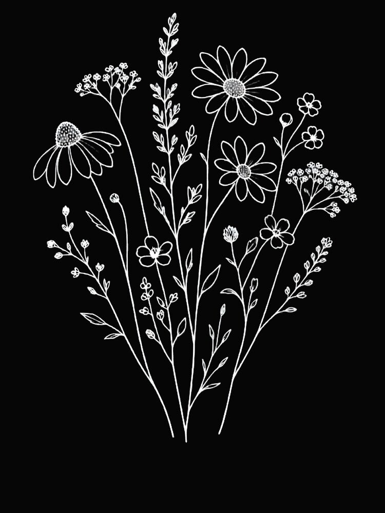 Minimalist Wildflower Line Art | Botanical Cottagecore Floral Design by innerfaith