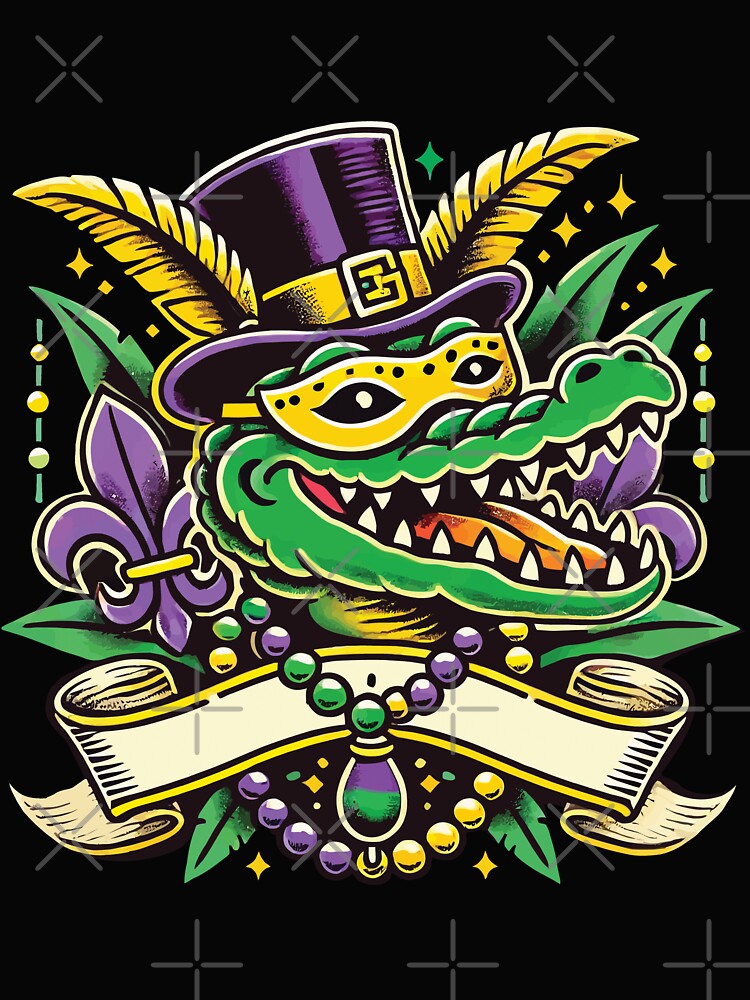 Mardi Gras Alligator Mask Fleur De Lis Beads by LuminOrb
