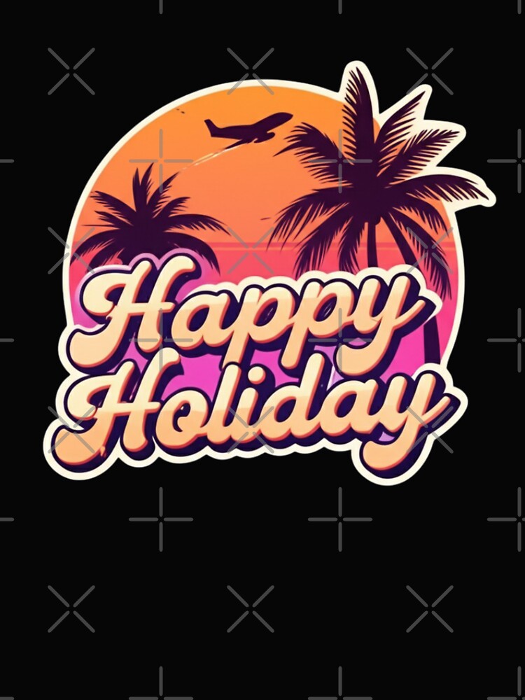 Tropical Sunset Happy Holiday Retro Design by PrintBreeze