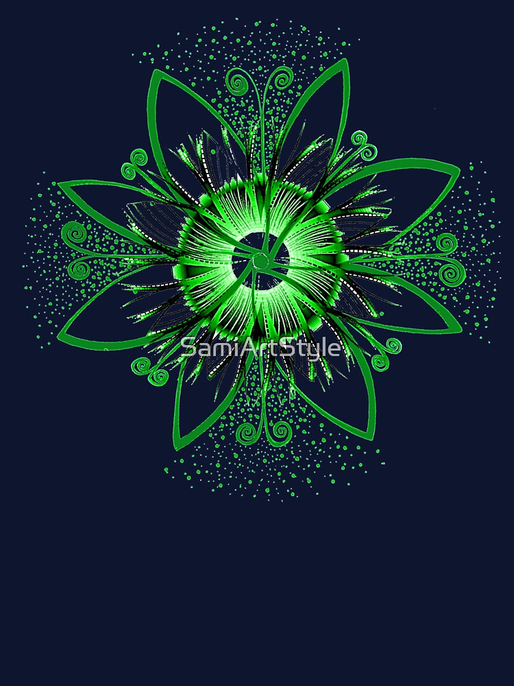 Green Iris Flower Doodle Art by SamiArtStyle