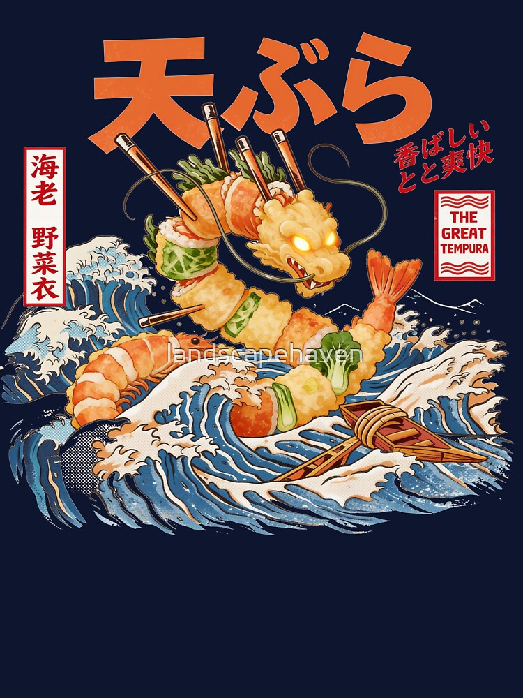 Tempura Dragon Ocean Wave Art by landscapehaven
