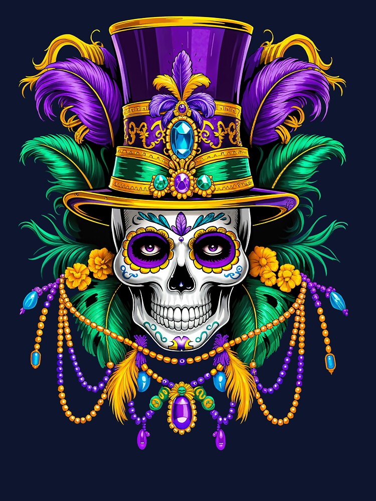 Mardi Gras Jester Mask Shirt – Carnival Fleur De Lis New Orleans T-Shirt by Mouhcine86