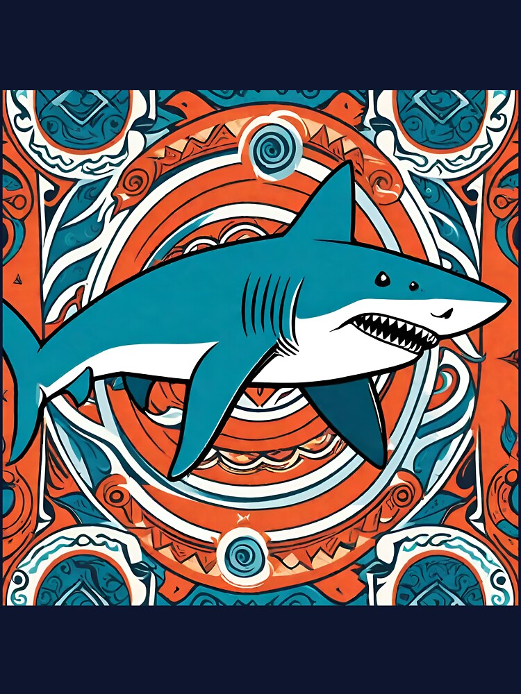 Tribal Shark Design with Ocean Motifs by TrendyGalaxy