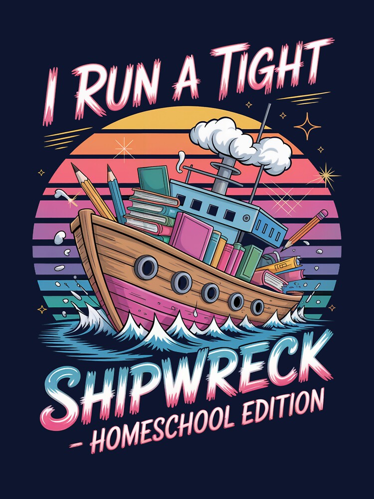 I Run a Tight Shipwreck – Homeschool Edition Retro Sunset Design by Ania_BM