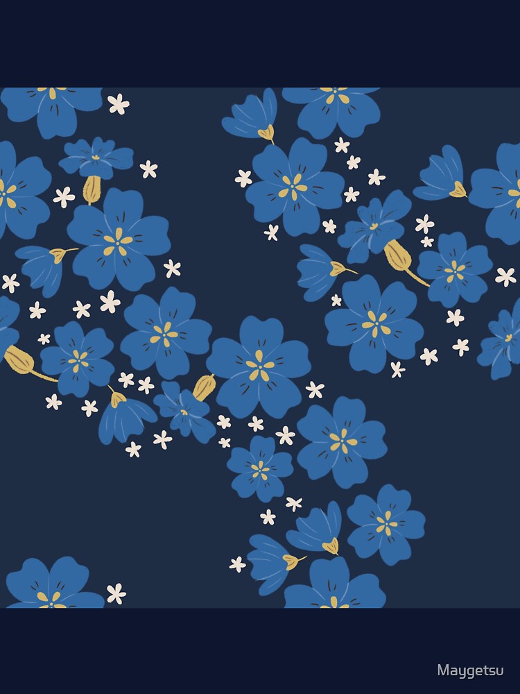 Blue Flower on navy by Maygetsu