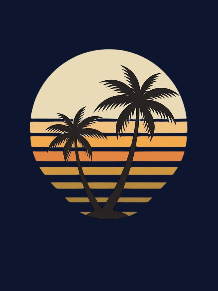 Retro Palm Trees Sunset Circle Silhouette by GiggleInkTees