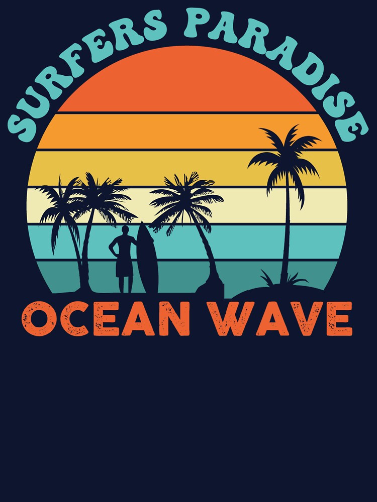 Vintage Retro Sunset Surf Design – Surfers Paradise Ocean Wave Graphic by WM Fashion