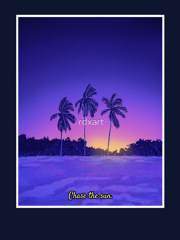 Chase the Sun – Tropical Palm Tree Sunset Vibe by rdxart
