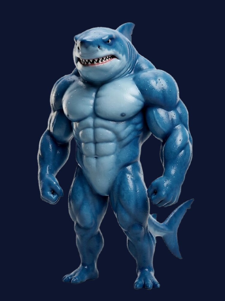 Buff Shark Bodybuilder Funny Gym Meme by PixMoody