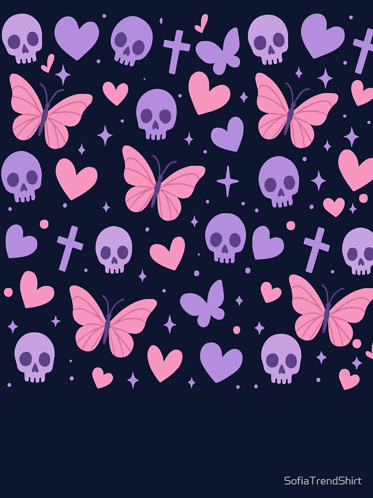 Pastel Goth Butterflies and Sculls by SofiaTrendShirt
