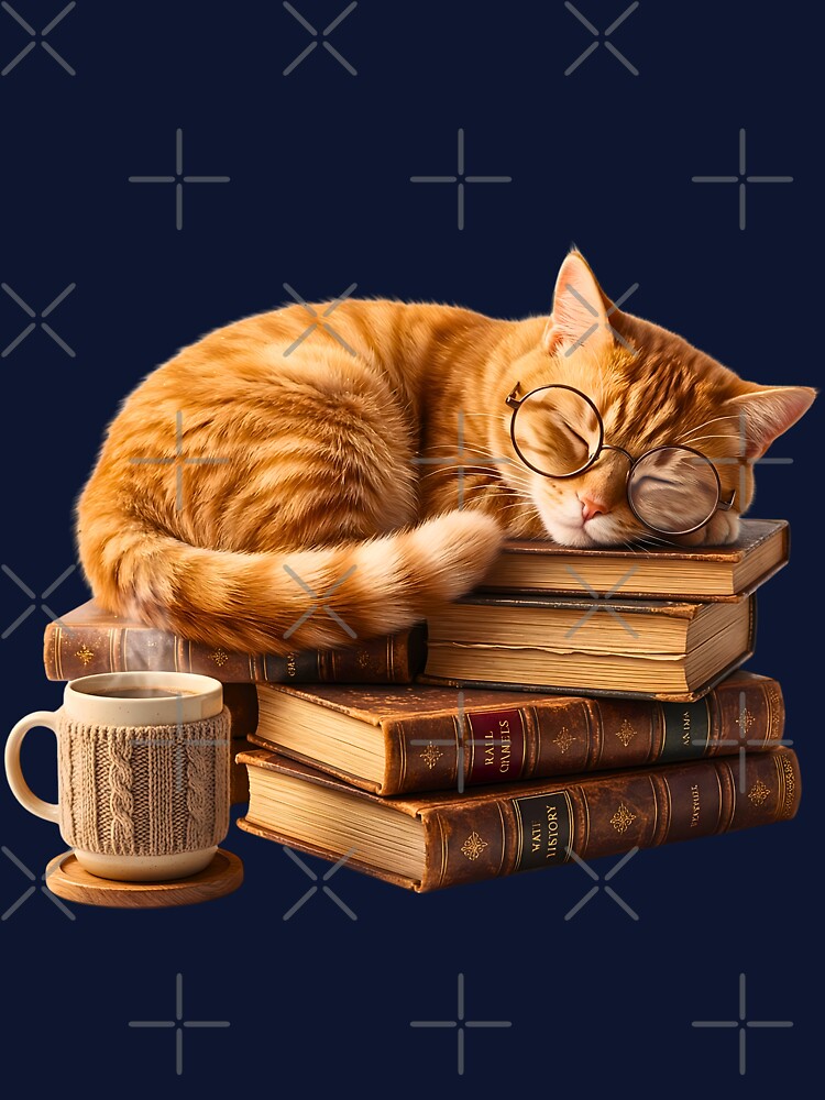 Cat Lady Cozy Reading Vintage Books And Coffee by ArtivioShop