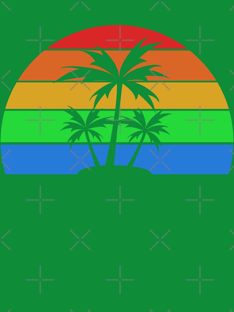 Colorful Sunset Palm Trees – Tropical Retro Sun Design by mozou
