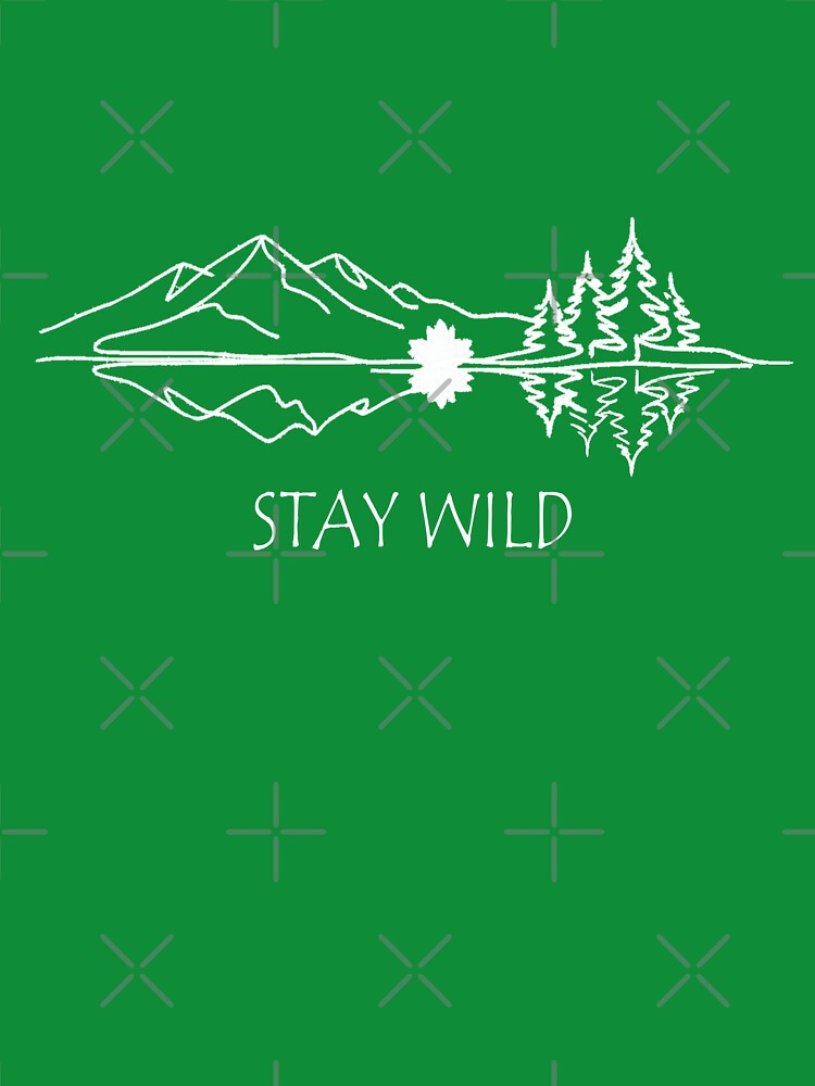 Stay Wild Alberta Mountain Line Art – Minimalist Lake Reflection Nature Design by Globalcitytees