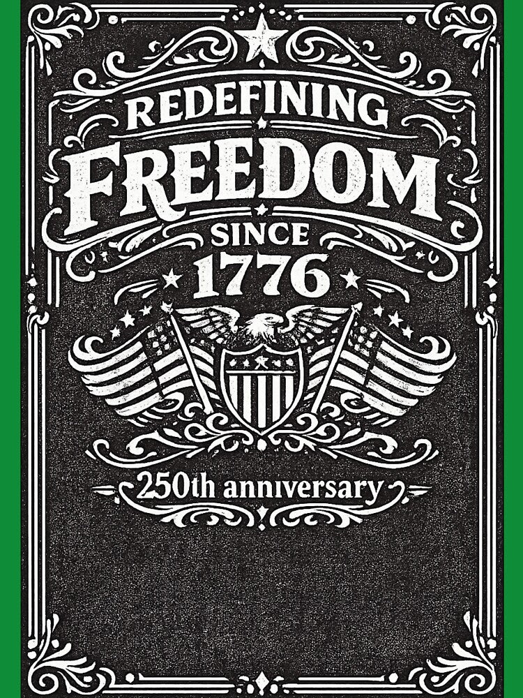 Whiskey label styled design - Redefining Freedom Since 1776,USA 250th Anniversary Patriotic Vintage American by digitalbitcraft