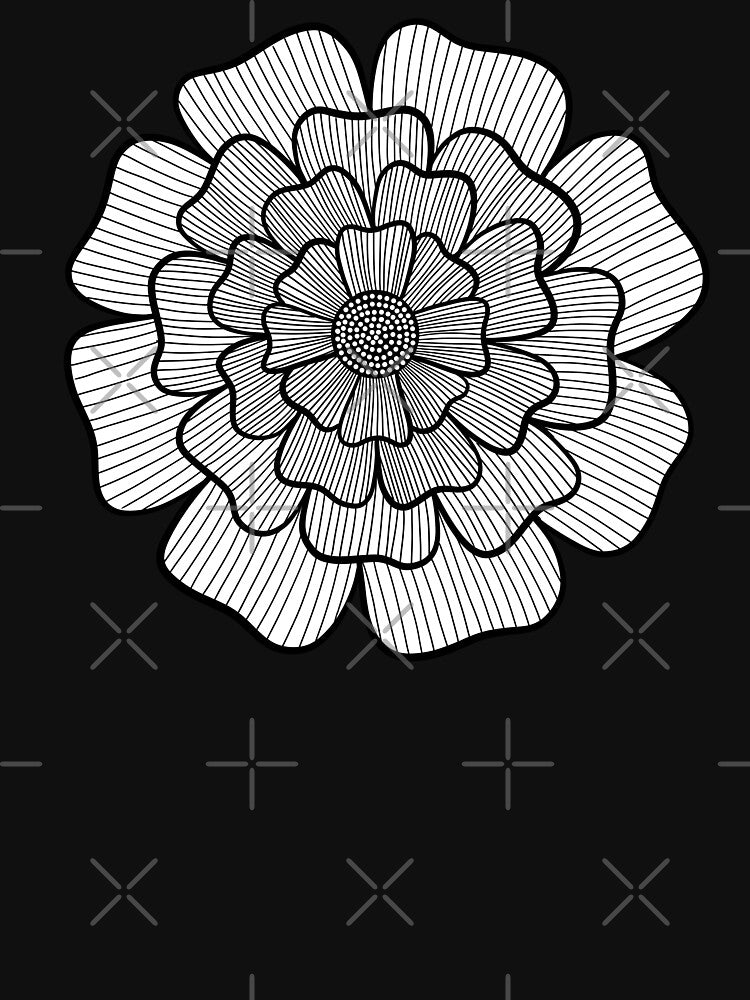 Black and white Flower Line Art by Morgan Klassiks