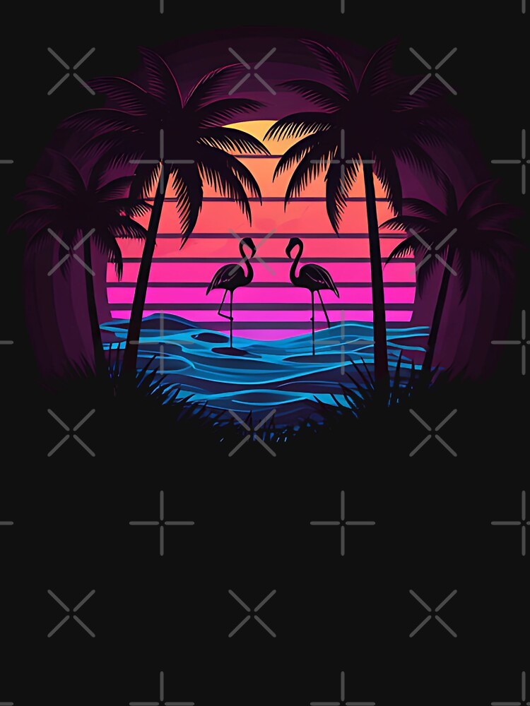 Retro Sunset Flamingos Beach Vibe by zofron