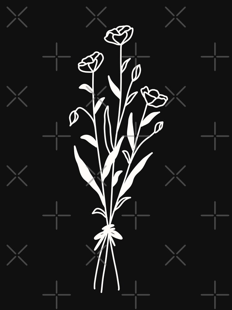 Wildflower Poppy Bouquet On Tan Light Brown One Line Art Flowers by ArunikaPrints