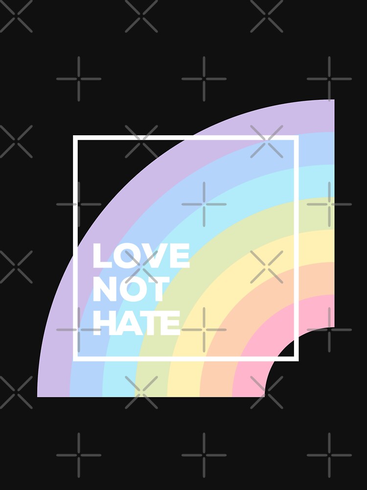 Love Not Hate – Pastel Rainbow Pride Statement by Mo & Ko Design
