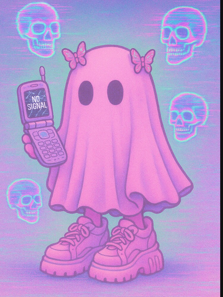 Y2K Horror Dreamcore Ghost with Platform Sneakers - Pastel Goth Halloween Aesthetic by GeniePixel