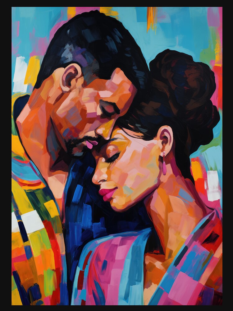 Peaceful couple in Fauvism style - greeting card | Valentines, Anniversary, Romance, Love by OddCorro