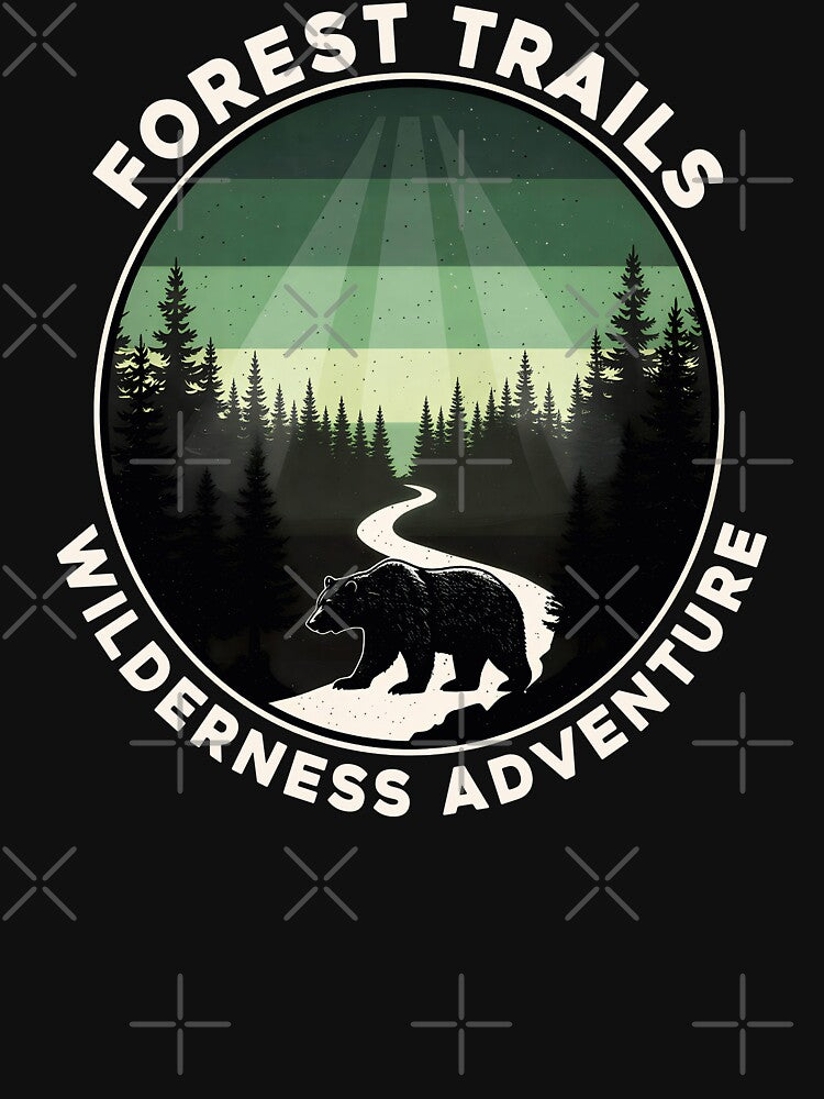 Forest Trails Wilderness Adventure - Minimalist Mountain Nature Line Art by Axivra