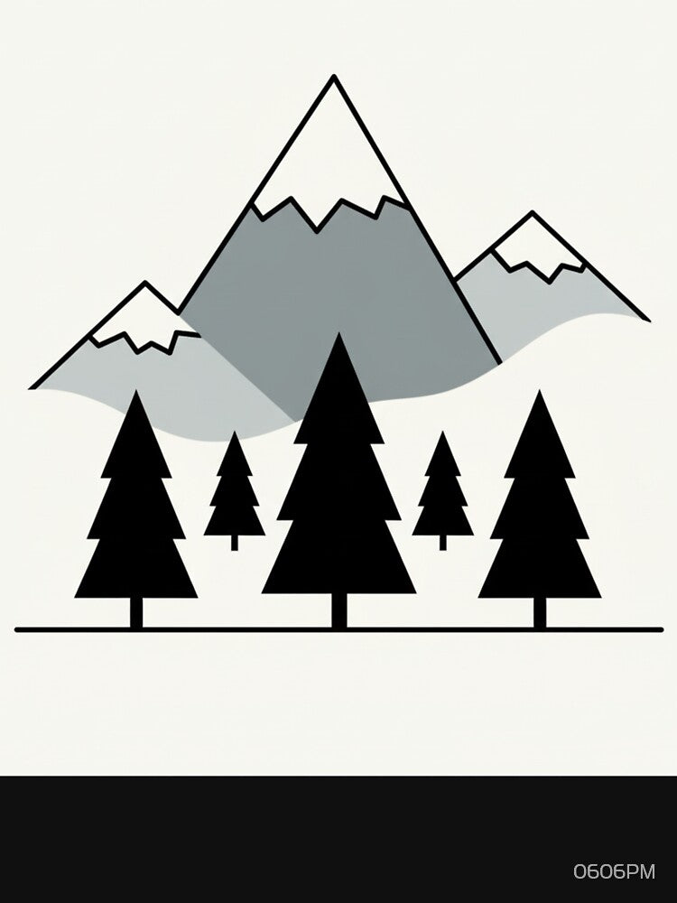 Minimal Mountain Forest Line Art Print by 0606PM