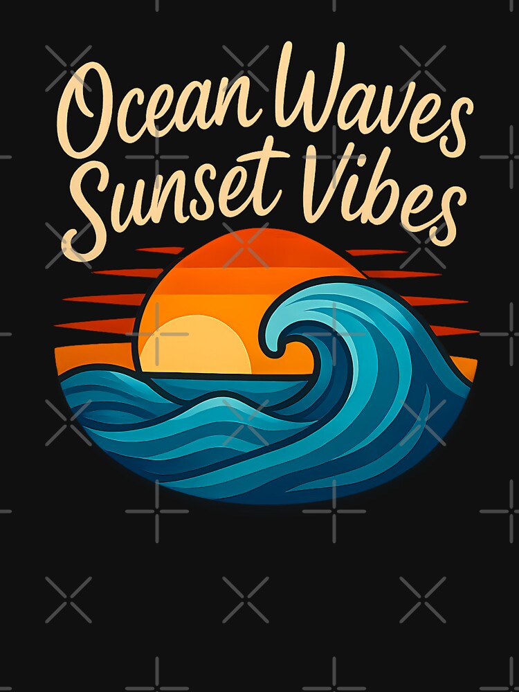Ocean Waves Sunset Vibes - Coastal Beach Art Retro Summer Aesthetic by CreativeVisionsHub