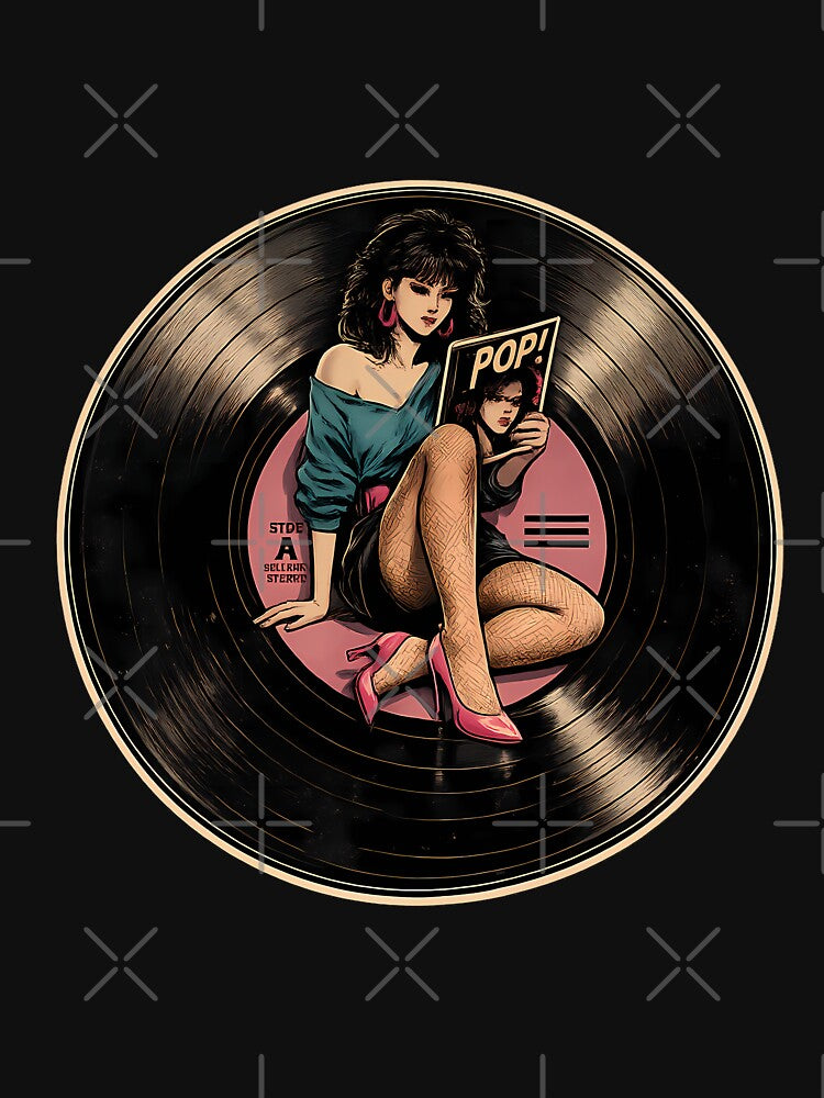 Retro Vinyl Girl Pop Art | 80s Disco Aesthetic Record Design by Irysek
