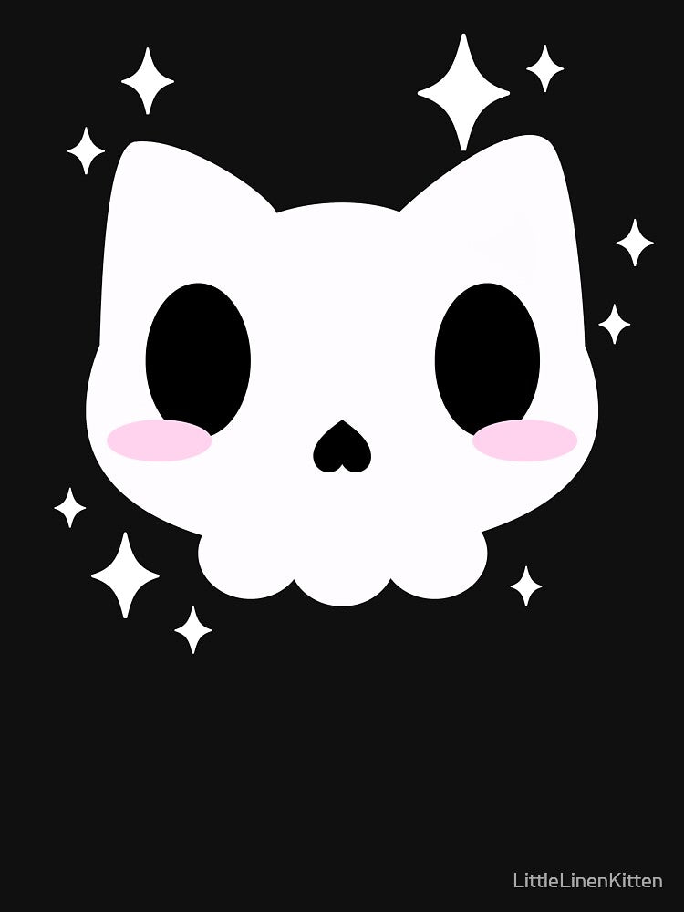 Kawaii Pastel Goth Cat Skull by LittleLinenKitten