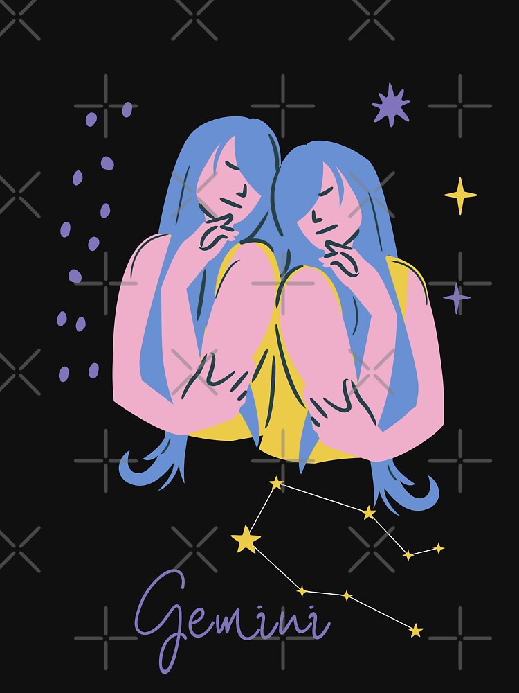 Boho Gemini Zodiac Sign Art - Retro Celestial Twins by thegreatblip