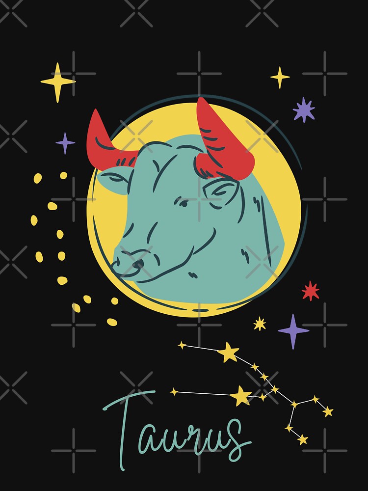 Boho Taurus Zodiac Sign Art - Retro Celestial Bull by thegreatblip