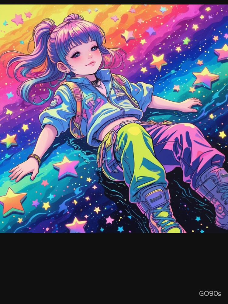 Little Cyberpunk Girl Stars & Vaporwaves by GO90s
