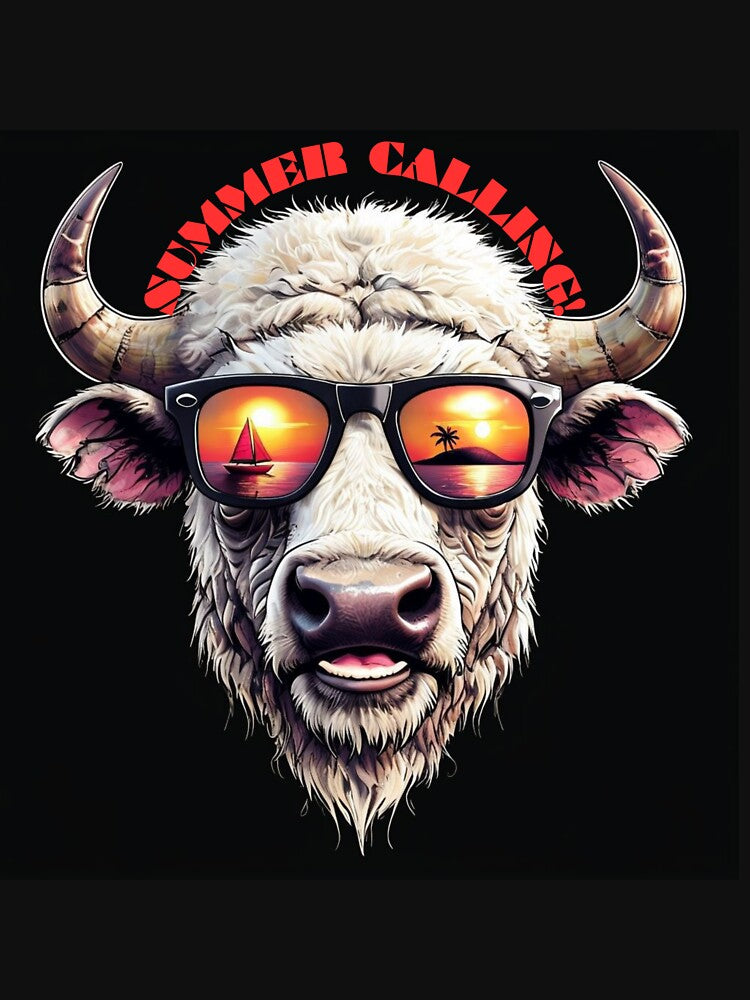 Cool Buffalo with Sunglasses – Summer Calling Beach Vibes by HANG ON STUDIO