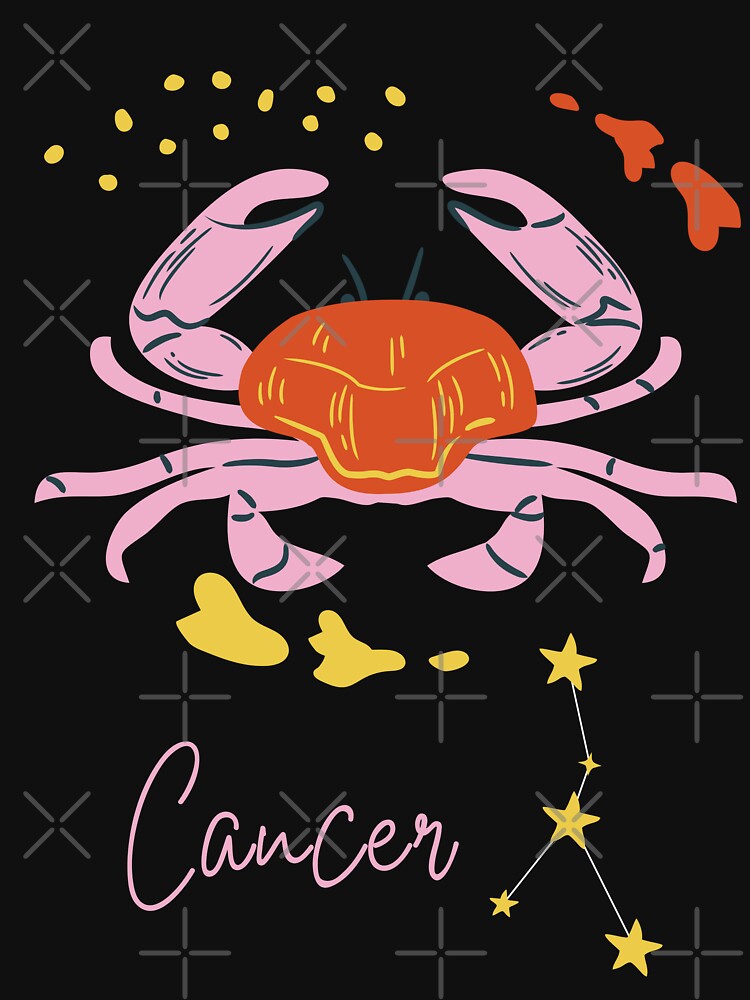 Boho Cancer Zodiac Sign Art - Retro Celestial Crab by thegreatblip