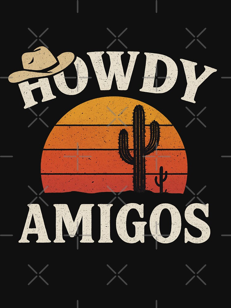 Howdy Amigos Vintage Western Sunset Design – Retro Cowboy Desert Art gift by Bright08
