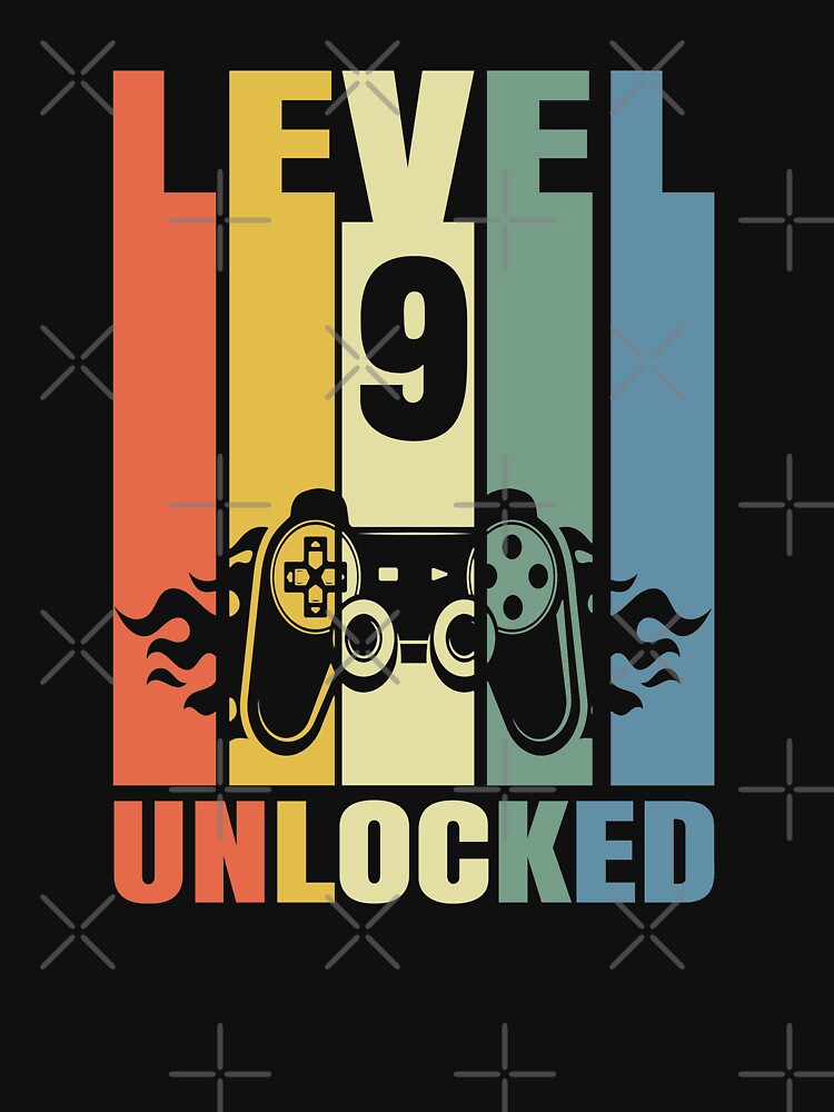 Level 9 Unlocked, Funny Video Gamer, 9th Birthday  Kids Gift by Ake10