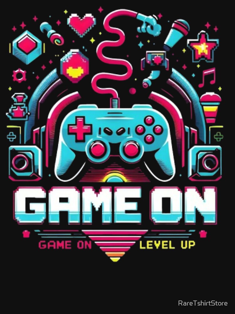 Game On T-Shirt Fashion Design for Gamers | Level Up Gamer Shirt | Gift for Video Game Lovers | Gamer Shirt, Birthday Matching, by RareTshirtStore