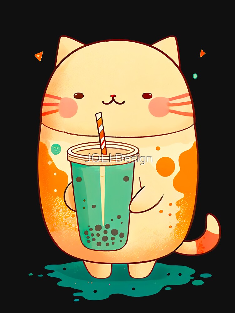 Cat Boba Tea Bubble Tea Anime Kawaii by JOLI Design